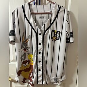 Vintage Warner Bros. Looney Tunes Black and White Striped Jersey Great Condition
